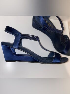 New York Transit Blue Women's Wedge Sandals